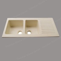 Hot Selling Corians Built-in Drainboard Kitchen Sink With Double Bowl