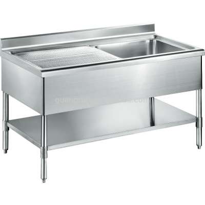 Free-standing Commercial Stainless Steel Kitchen Sink with Drainboard GR-302C