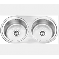 Stainless Steel Undercounter Double Round Bowl Kitchen Sink GR-605