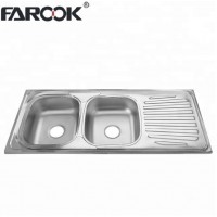 Popular Kitchen Sinks Double Bowl with Drainboard