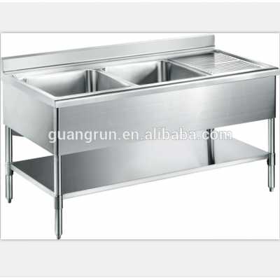 Catering equipment of Restaurant Used Free-standing Heavy-duty Commercial Stainless Steel Kitchen Sink with Drainboard GR-305C