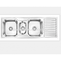 Stainless Steel Topmount Triple Bowl Kitchen Sink with Drainboard GR-611