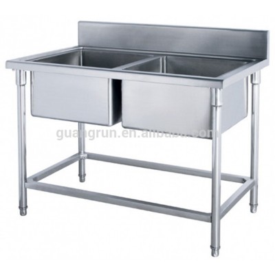 Restaurant Used Double Bowls Free-standing Commercial Stainless Steel Kitchen Sink GR-310B