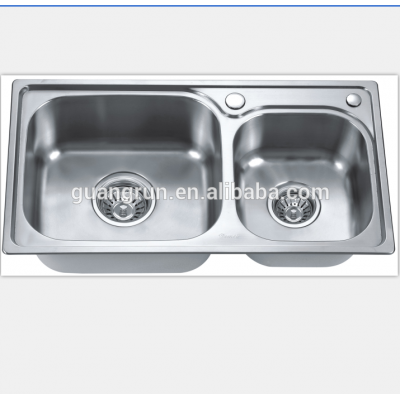 Home use  motorhome RV Caravan outdoors  kitchen  Polished satin brushed  Stainless Steel 304 Double Bowl Kitchen Sink GR-633