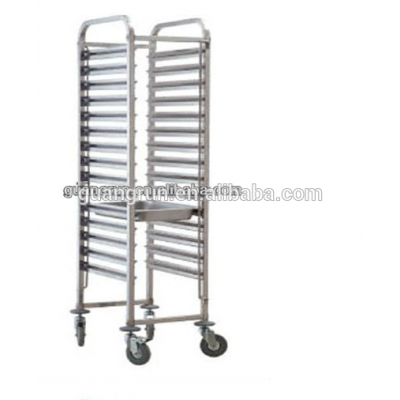 Hotel Stainless Steel Free-standing Commerical Trolley Mobile Bread Pan Rack GR-708